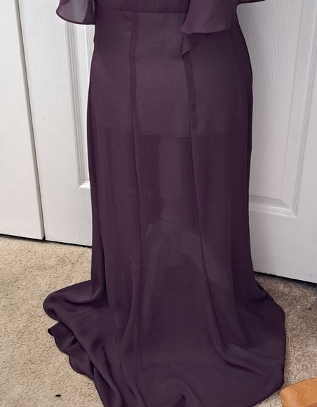 Vintage Eggplant Maxi Dress With Flutter Sleeves   Size 14 - Picture 7 of 14